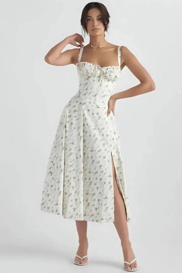Linsay | Bustier bloemenprint zomerjurk van stretchkatoen 1