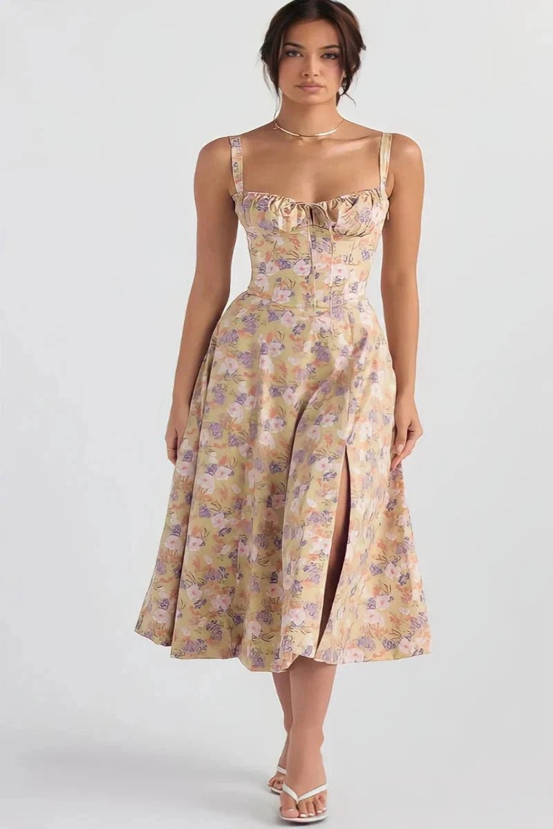 Linsay | Bustier bloemenprint zomerjurk van stretchkatoen 9