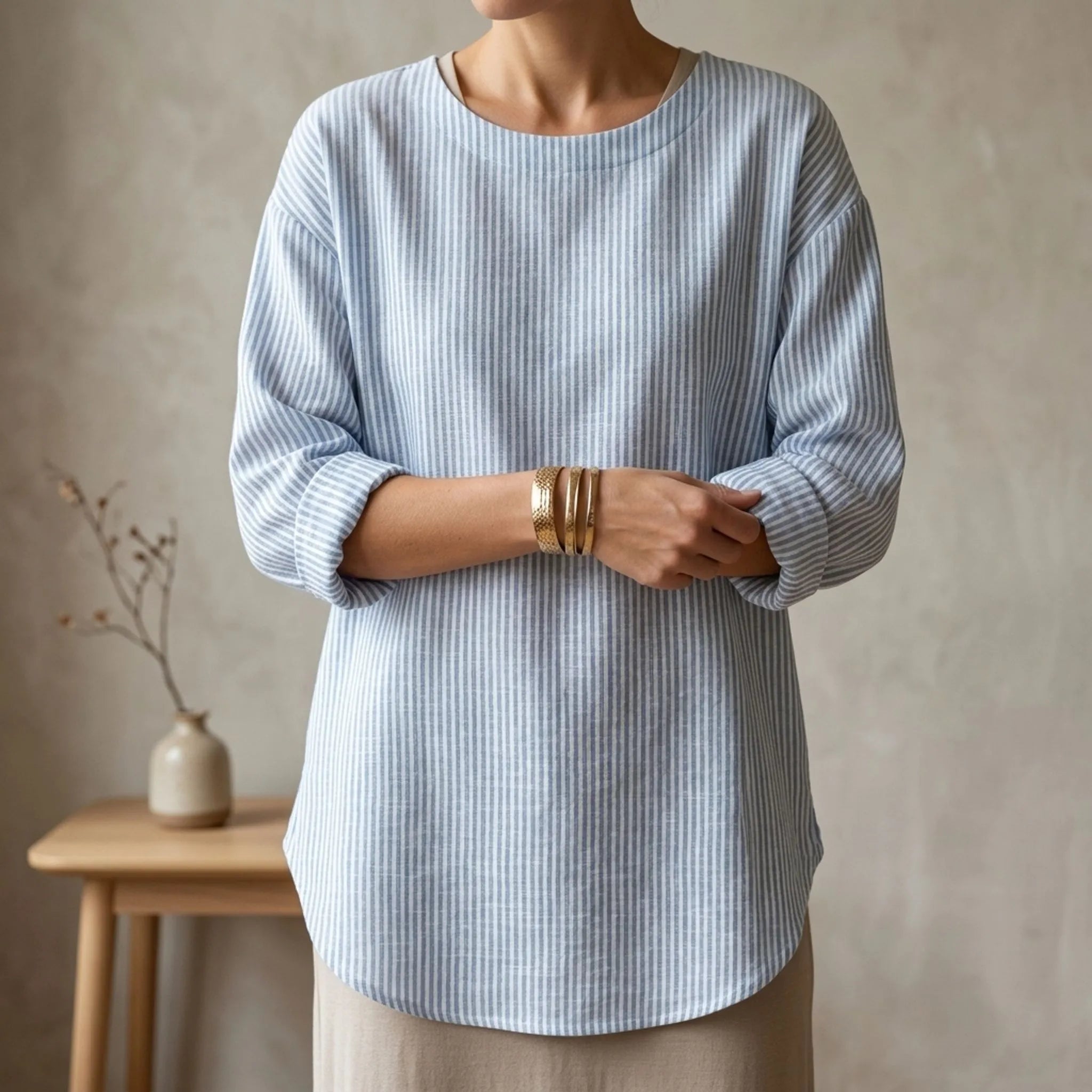 Losvallende Gestreepte Blouse | Navando