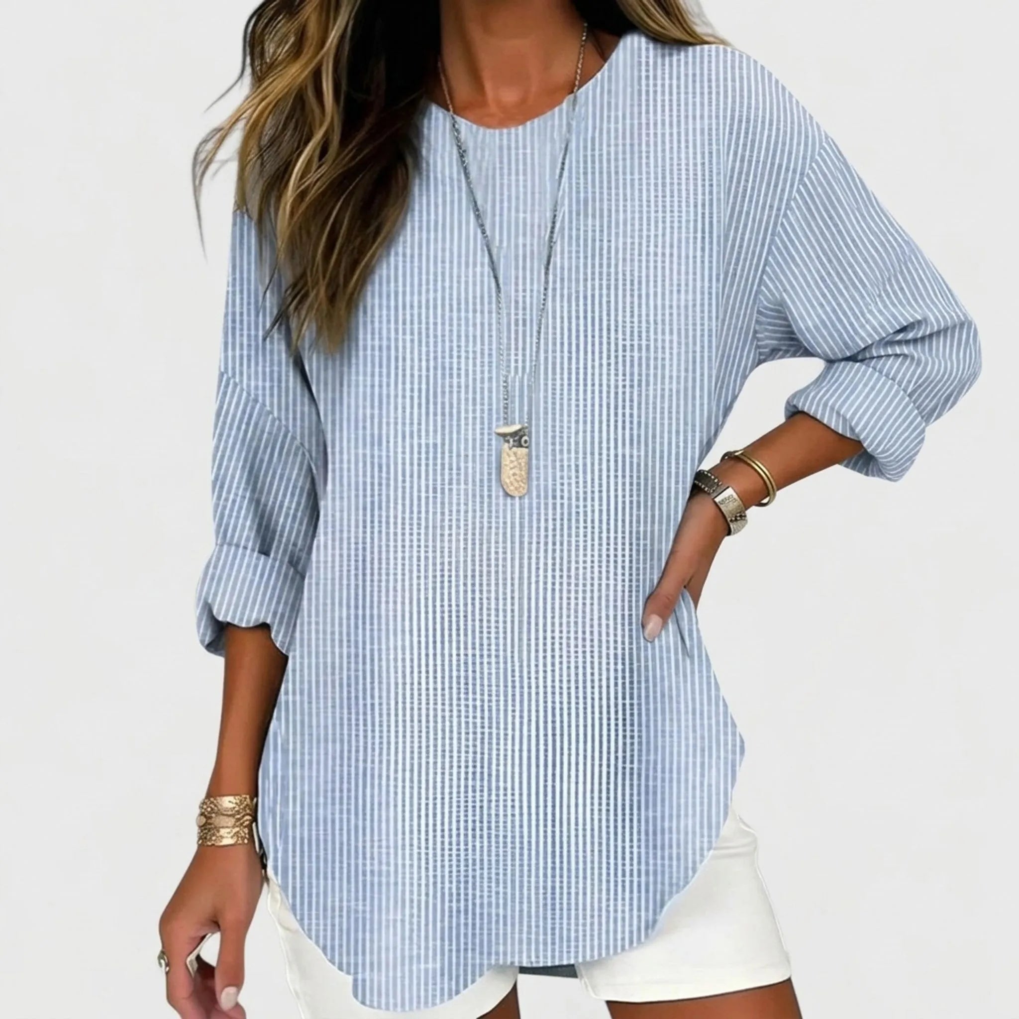 Losvallende Gestreepte Blouse | Navando