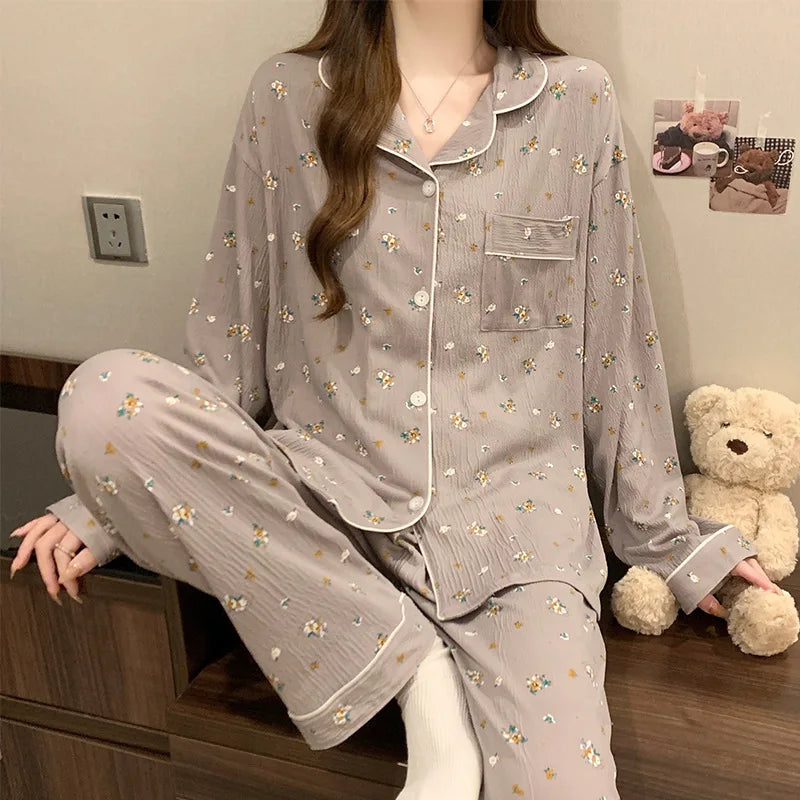 Loungewear | Gekreukte stof pyjama set 10