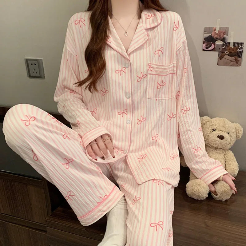 Loungewear | Gekreukte stof pyjama set 7