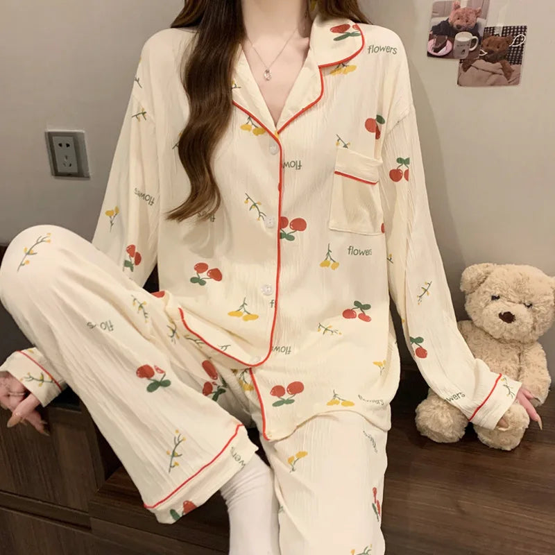Loungewear | Gekreukte stof pyjama set 8