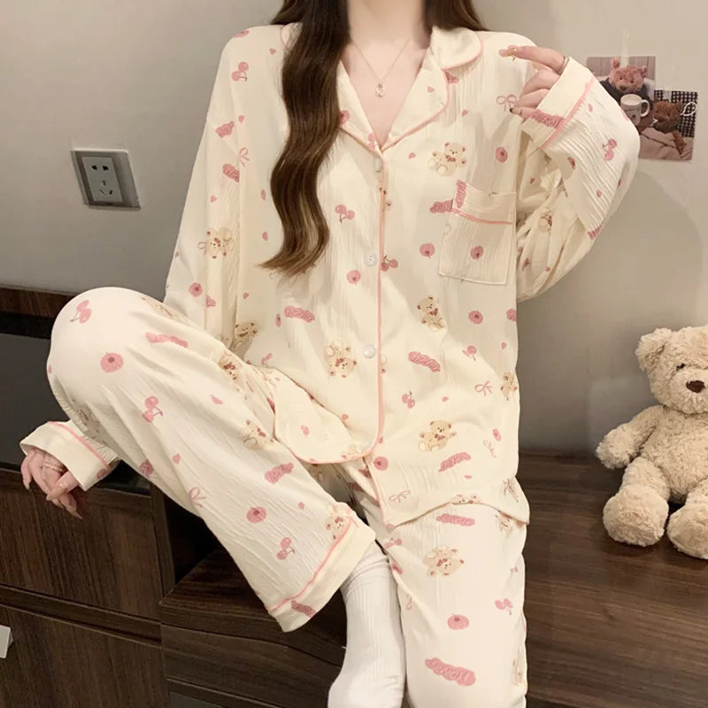 Loungewear | Gekreukte stof pyjama set 9