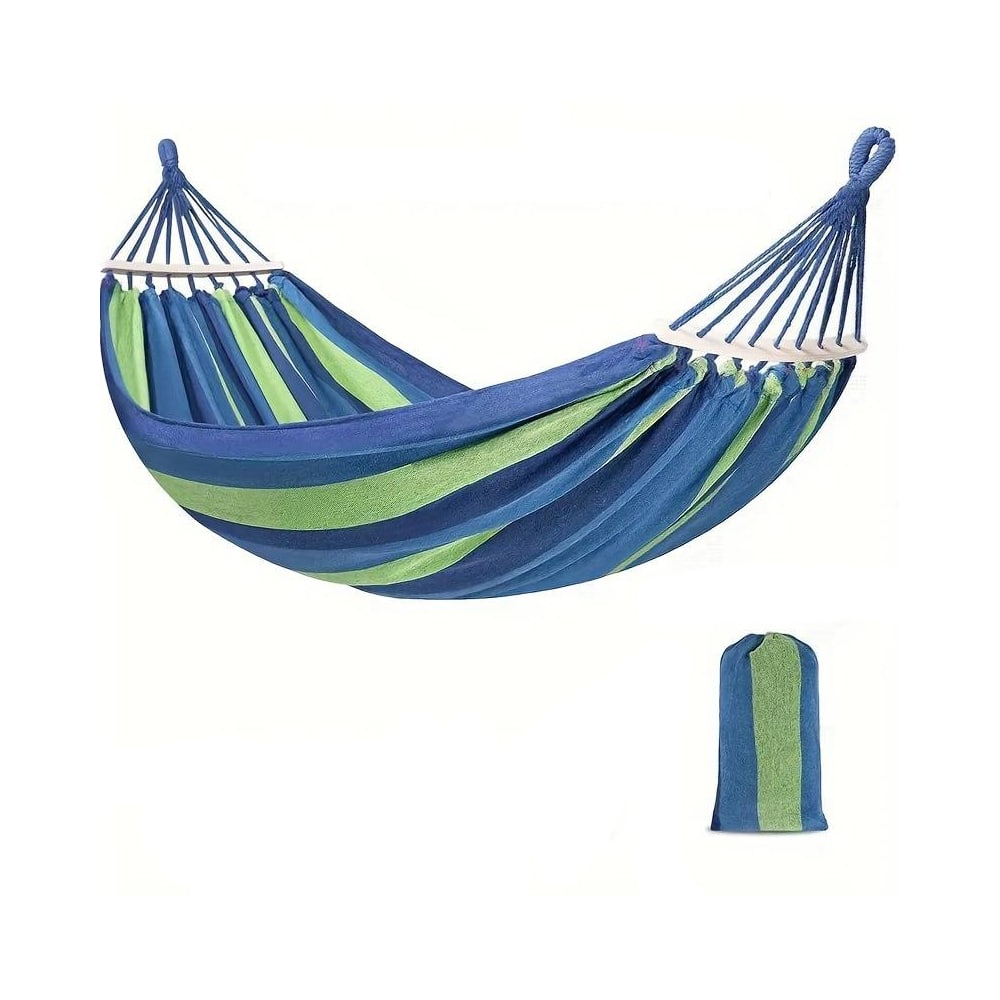 Luxe | Blauw gestreepte hangmat 2 persoons 2