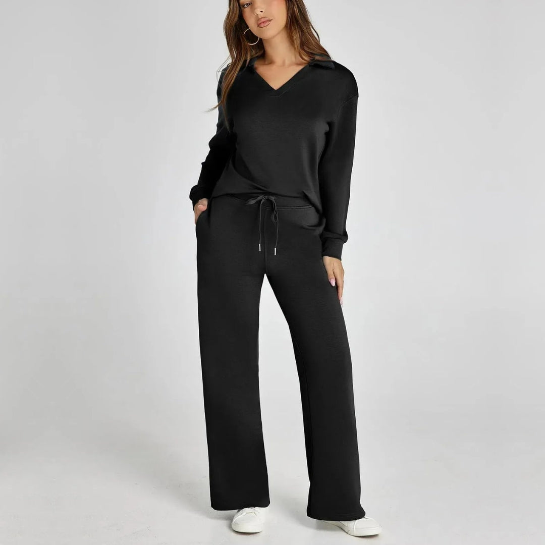 Luxe loungewear set | V-hals top en wijde broek 10