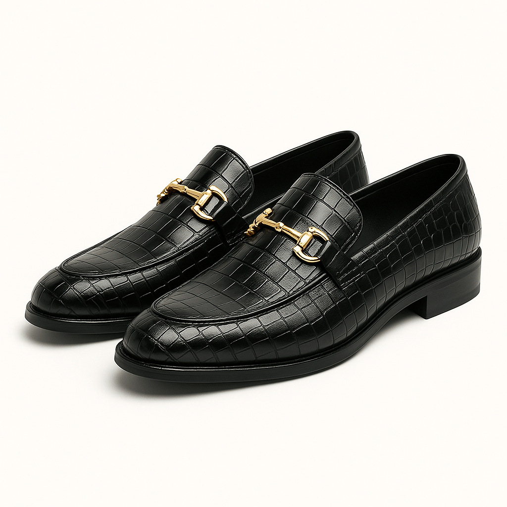 LuxeoutFit | Alligator reliëf loafers met paardenbit 0