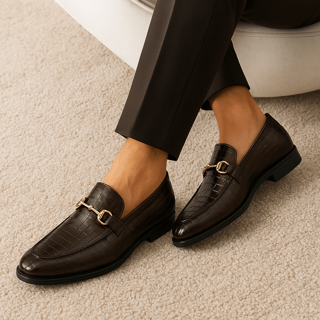 LuxeoutFit | Alligator reliëf loafers met paardenbit 3