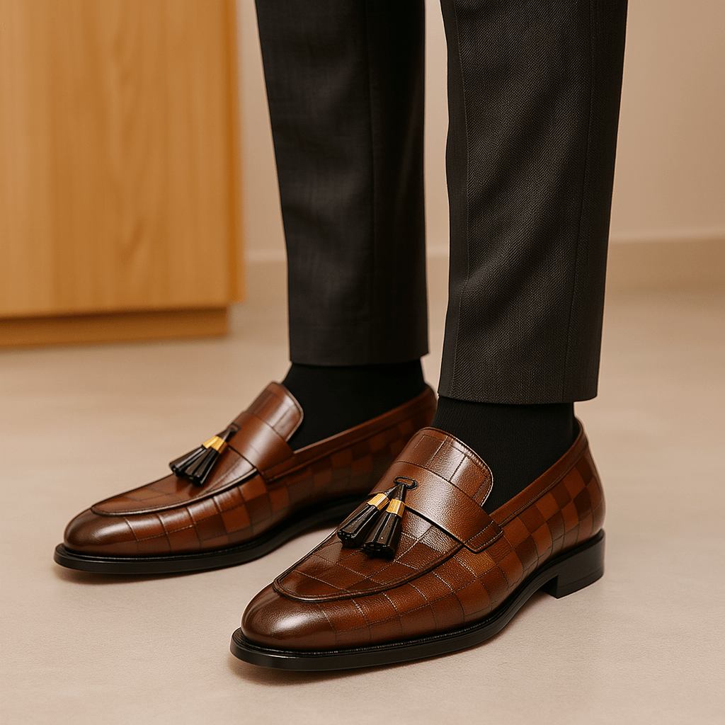 LuxeoutFit | Glad vegan leren tasselloafers 2