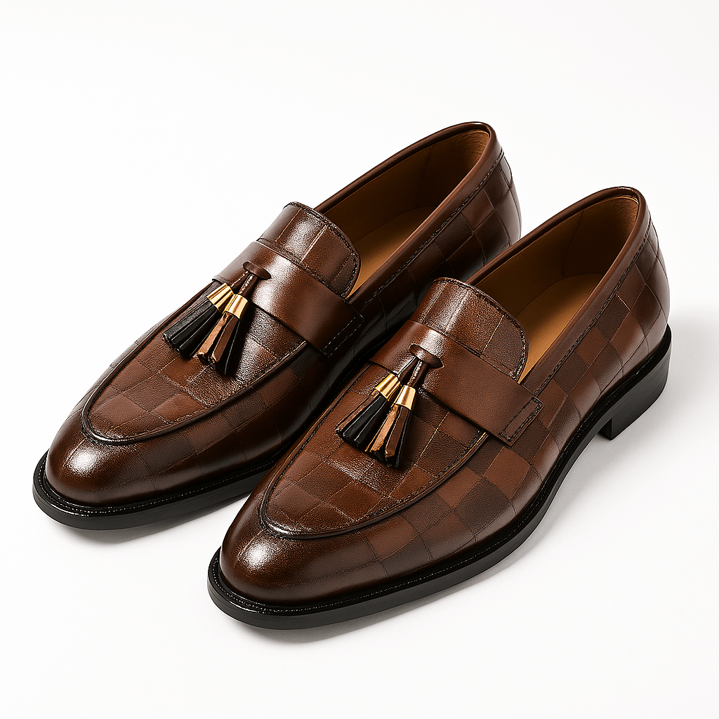 LuxeoutFit | Glad vegan leren tasselloafers met kwastaccenten 0