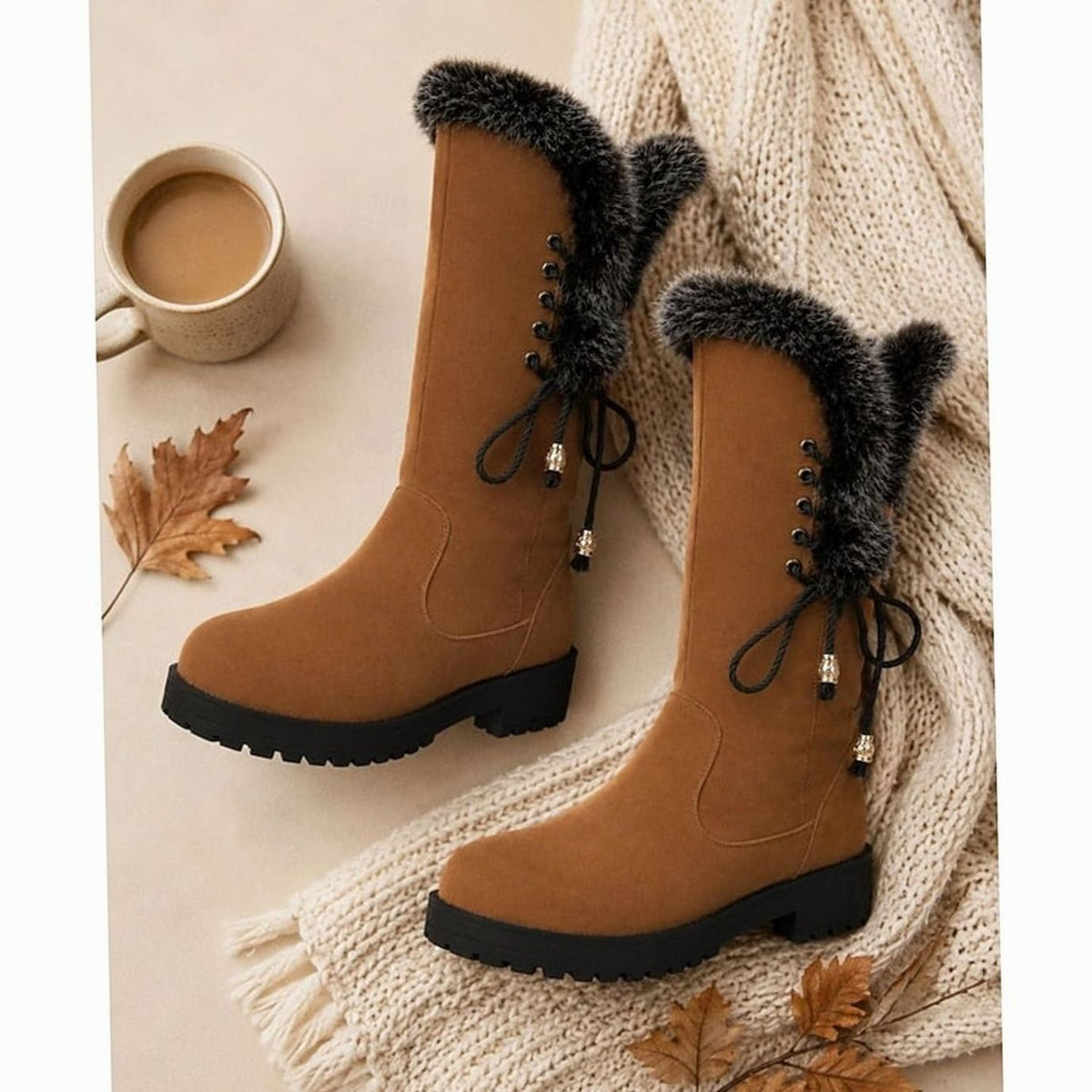 Meike | Hoge Snowboots Met Grove Profielzool
