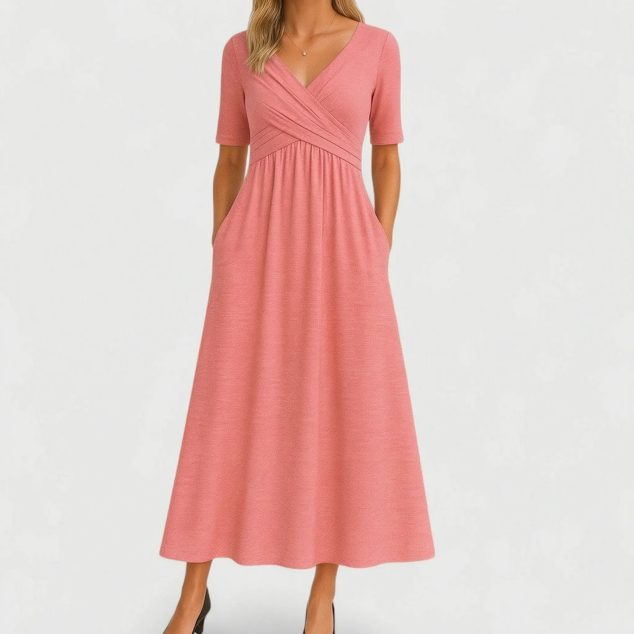 Midi-Jurk Met Elegante Wikkelhalslijn | Navando