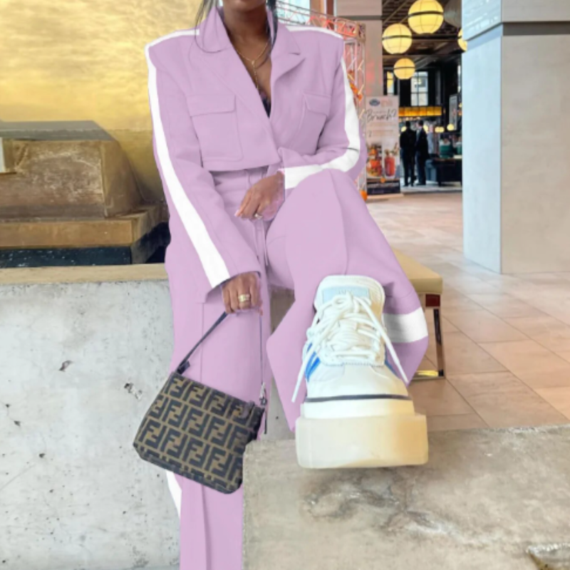 Milena | Lichte tweedelige set met cropped top en hoge taille broek 3