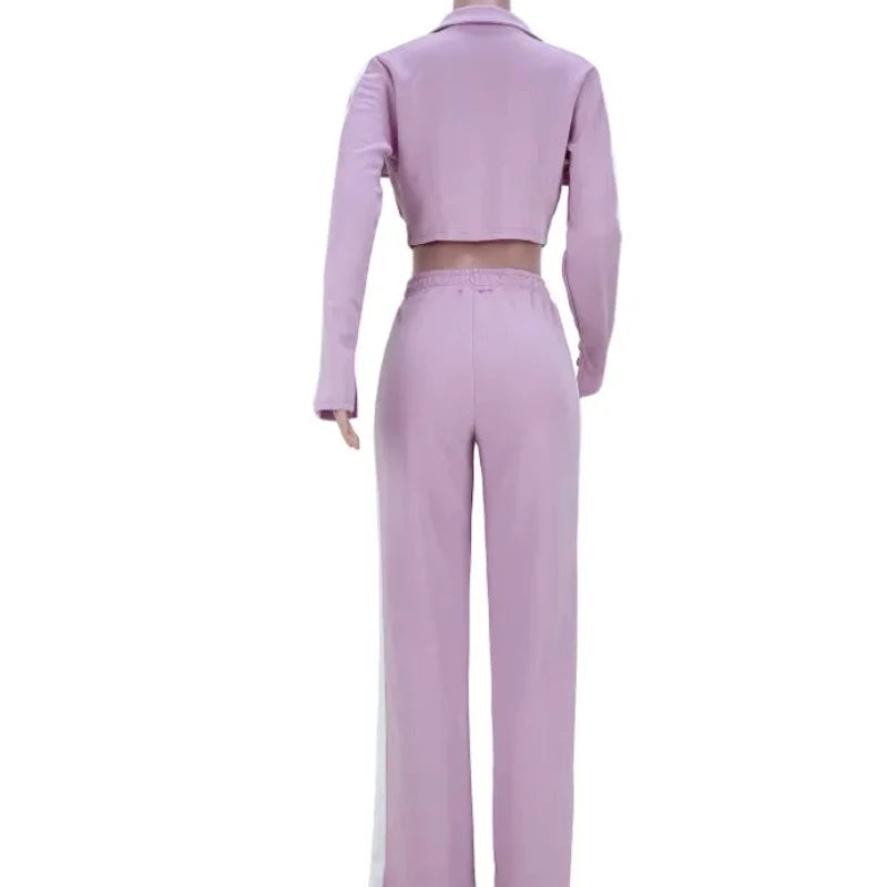 Milena | Lichte tweedelige set met cropped top en hoge taille broek 6