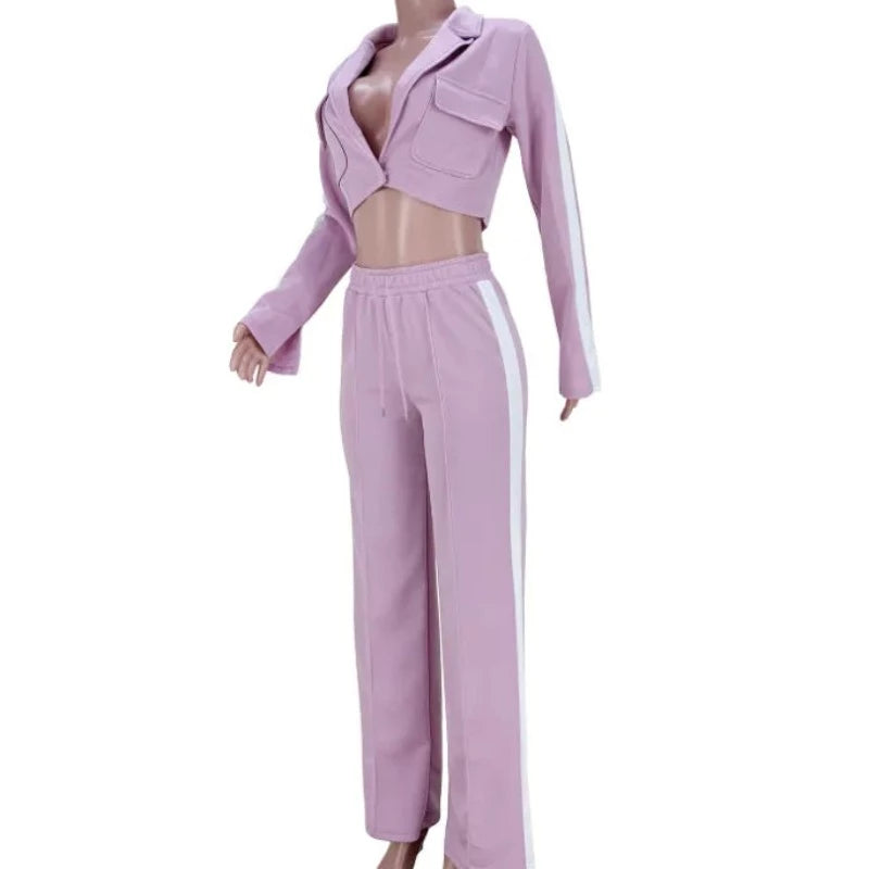 Milena | Lichte tweedelige set met cropped top en hoge taille broek 7