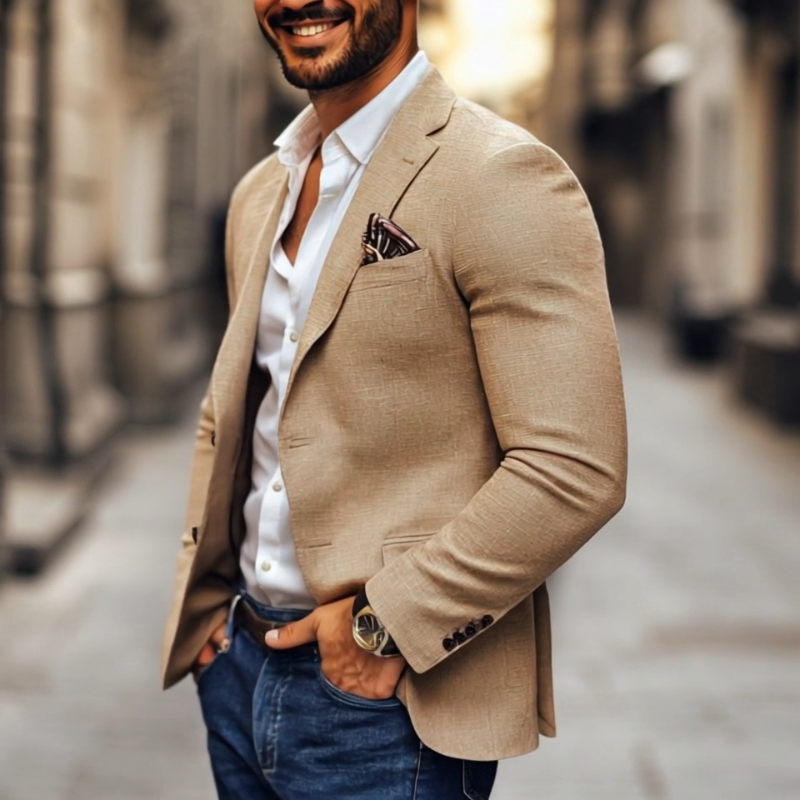 Mode | Slanke pasvorm blazer met inkeping revers en twee knopen 7