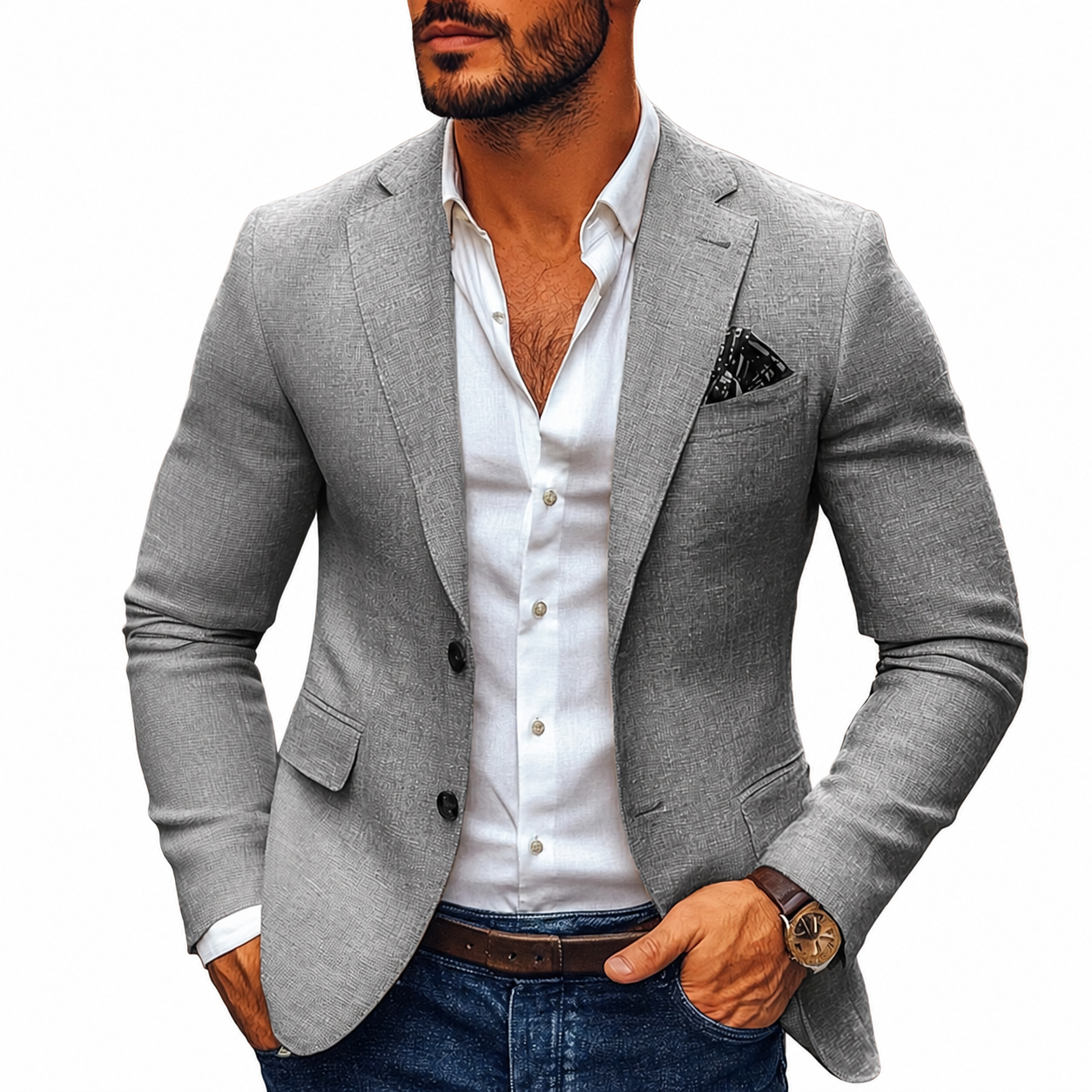 Slanke pasvorm blazer met inkeping revers en twee knopen voor heren