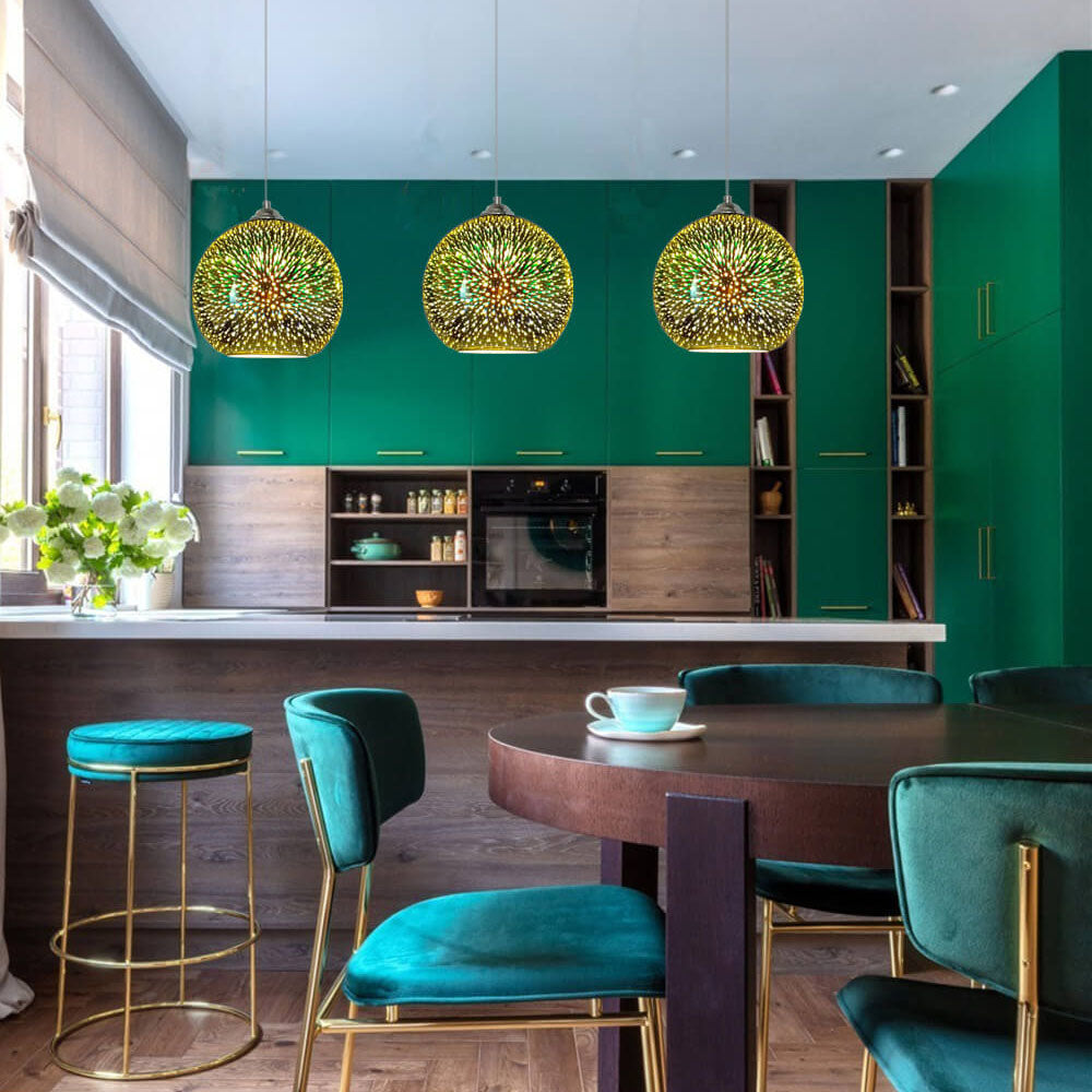 Moderne hanglamp | 3D vuurwerkglas met kleurrijk effect 4