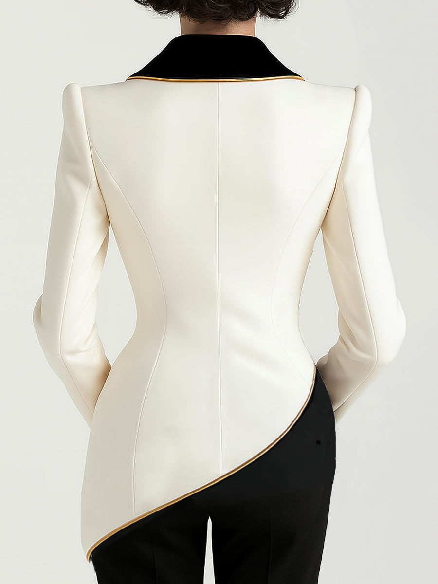 Mooyius | Asymmetrische blazer met zwarte accenten 4