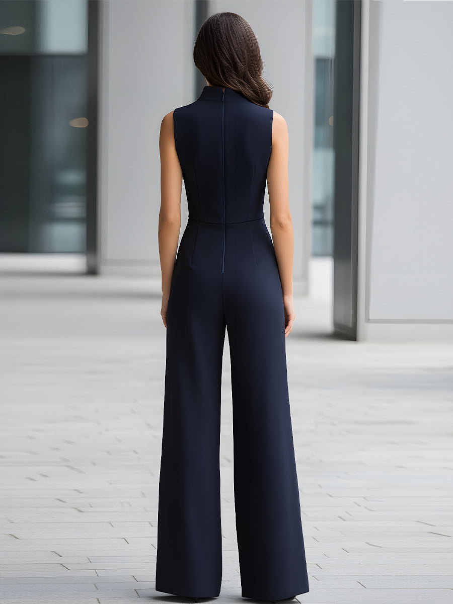 Mooyius | Mouwloze jumpsuit met hoge hals en wijde pijpen 4