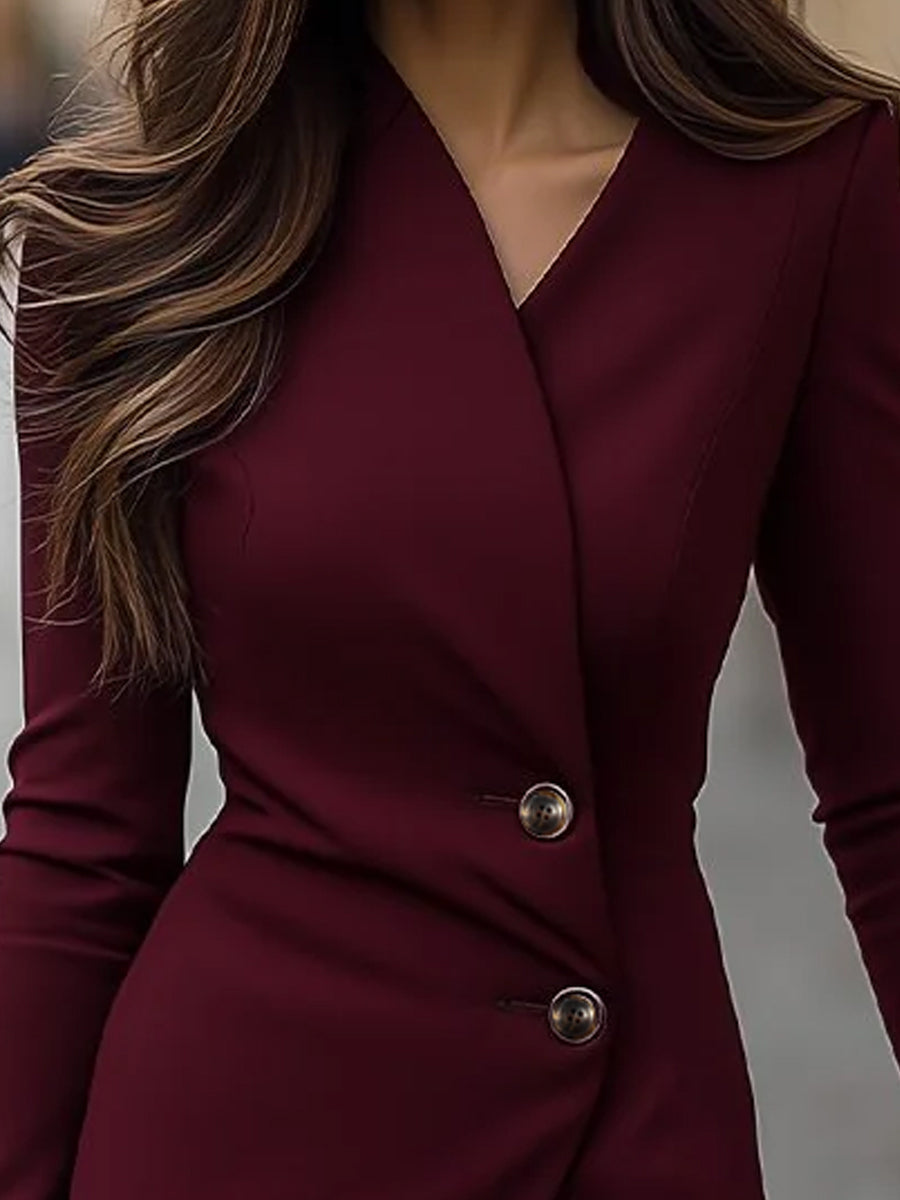 Mooyius | Wikkelstijl midi jurk met knoopsluiting 2
