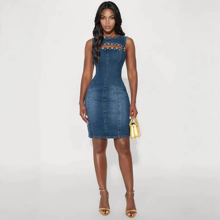Mouwloze Bodycon Jurk Blauw | Navando