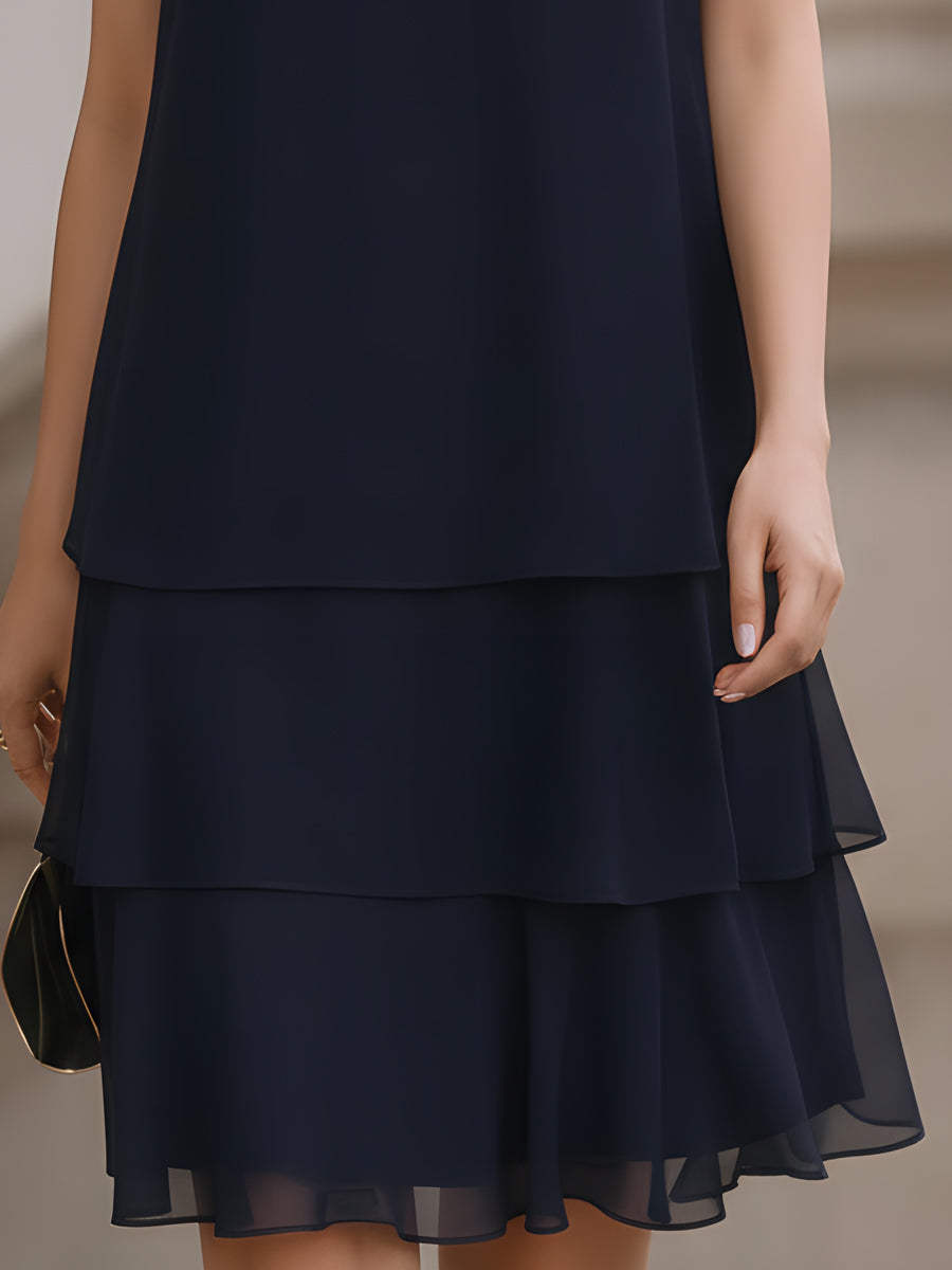 Mouwloze Donkerblauwe Jurk | Navando