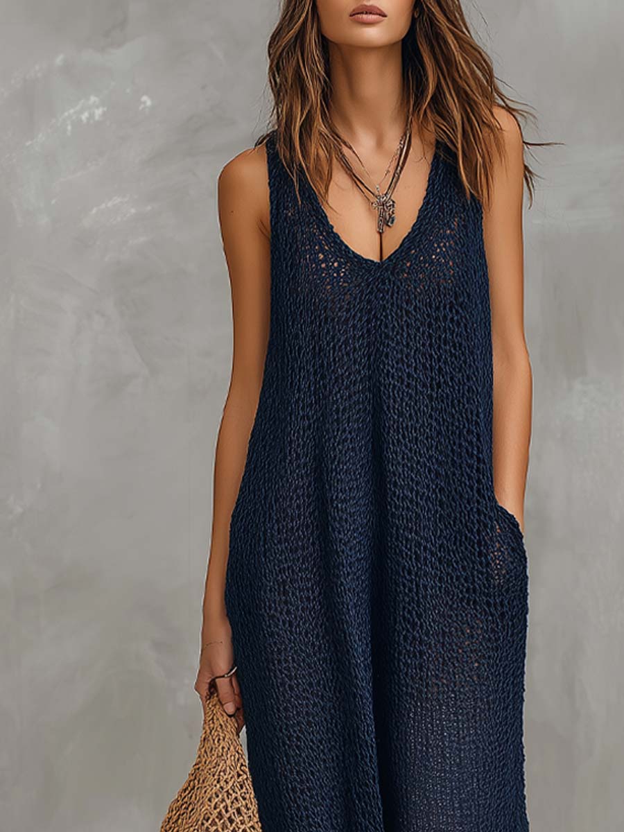 Mouwloze Gebreide Jumpsuit In Losse Pasvorm | Navando