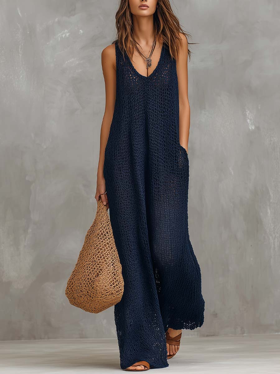 Mouwloze Gebreide Jumpsuit In Losse Pasvorm | Navando