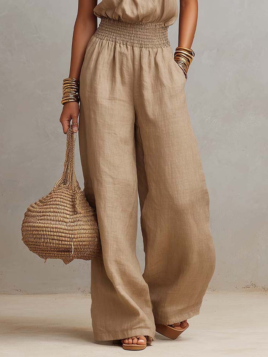 Mouwloze Halter Jumpsuit Met Wijde Pijpen | Navando