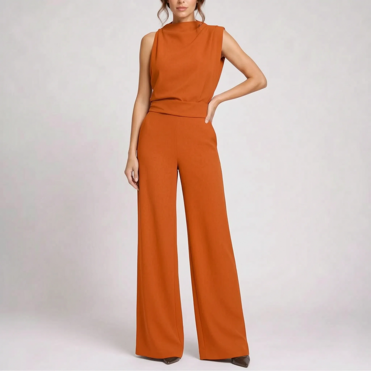 Mouwloze Jumpsuit Met Wijde Pijpen | Eenvoudige Complete Look