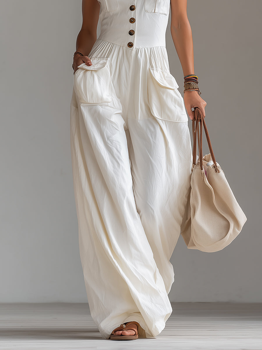 Mouwloze Jumpsuit Met Wijde Pijpen | Navando