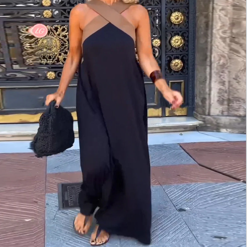 Mouwloze Maxi-Jurk Met Halternek | Navando