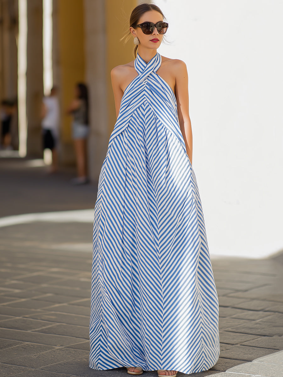 Mouwloze Maxi-Jurk Met Strepen | Navando