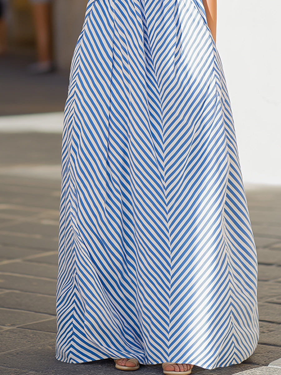 Mouwloze Maxi-Jurk Met Strepen | Navando