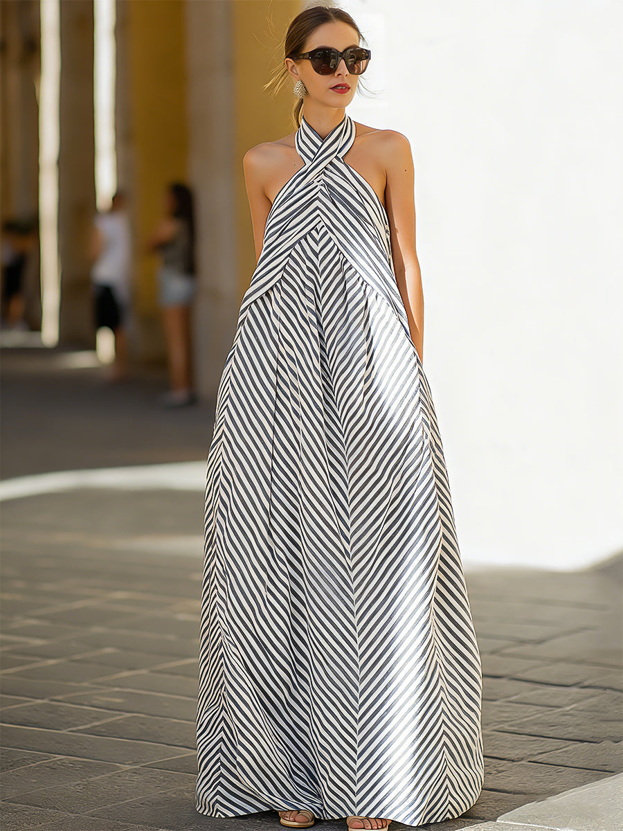 Mouwloze Maxi-Jurk Met Strepen | Navando