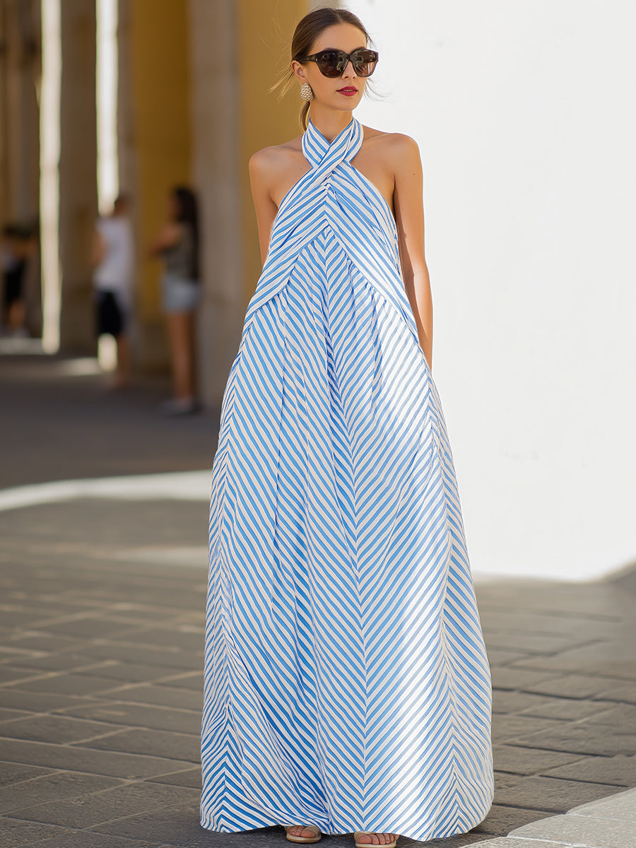 Mouwloze Maxi-Jurk Met Strepen | Navando