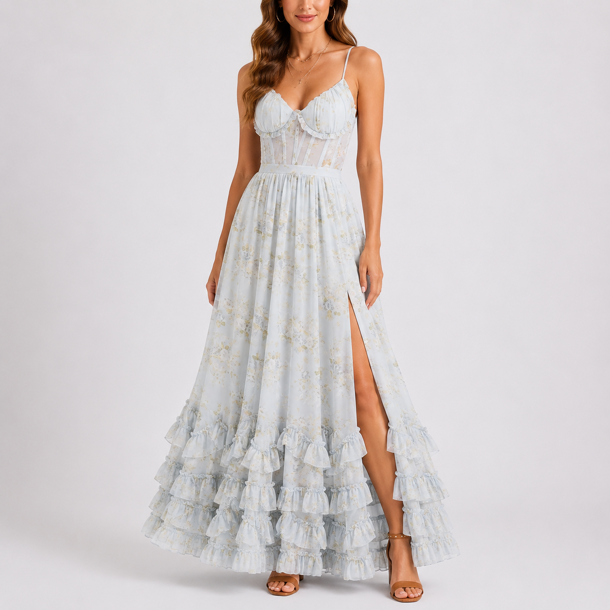 Mouwloze Maxi Jurk Met Bloemenprint | Navando