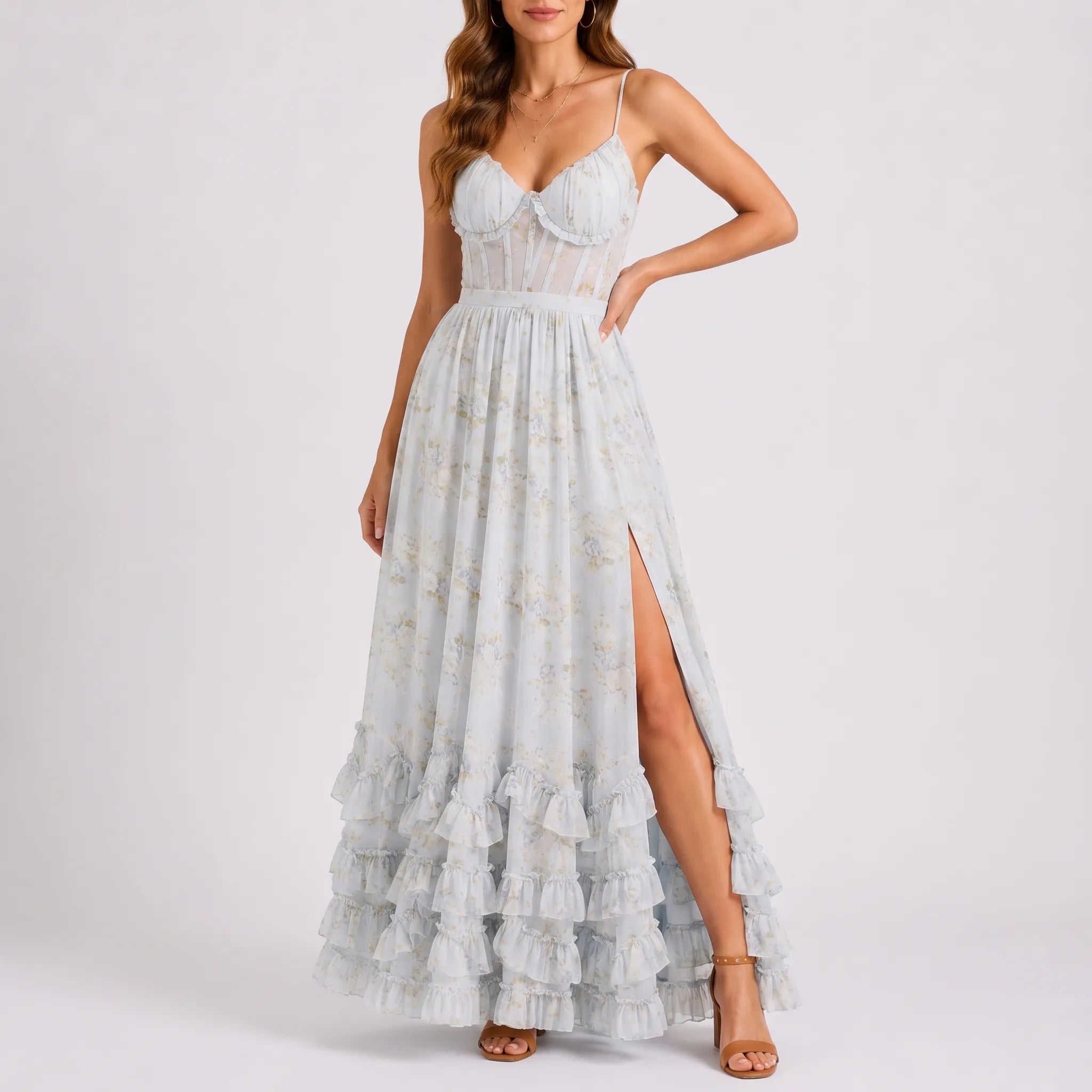 Mouwloze Maxi Jurk Met Bloemenprint | Navando
