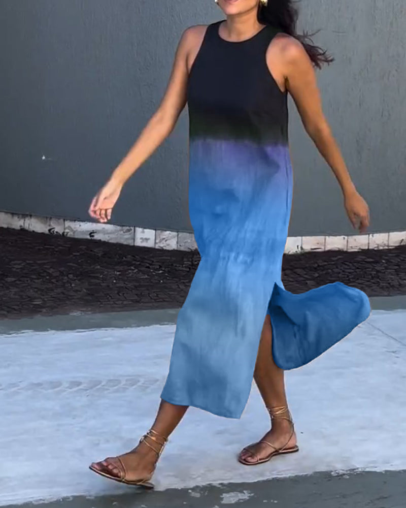 Mouwloze Midi-Jurk Met Kleurverloop | Navando