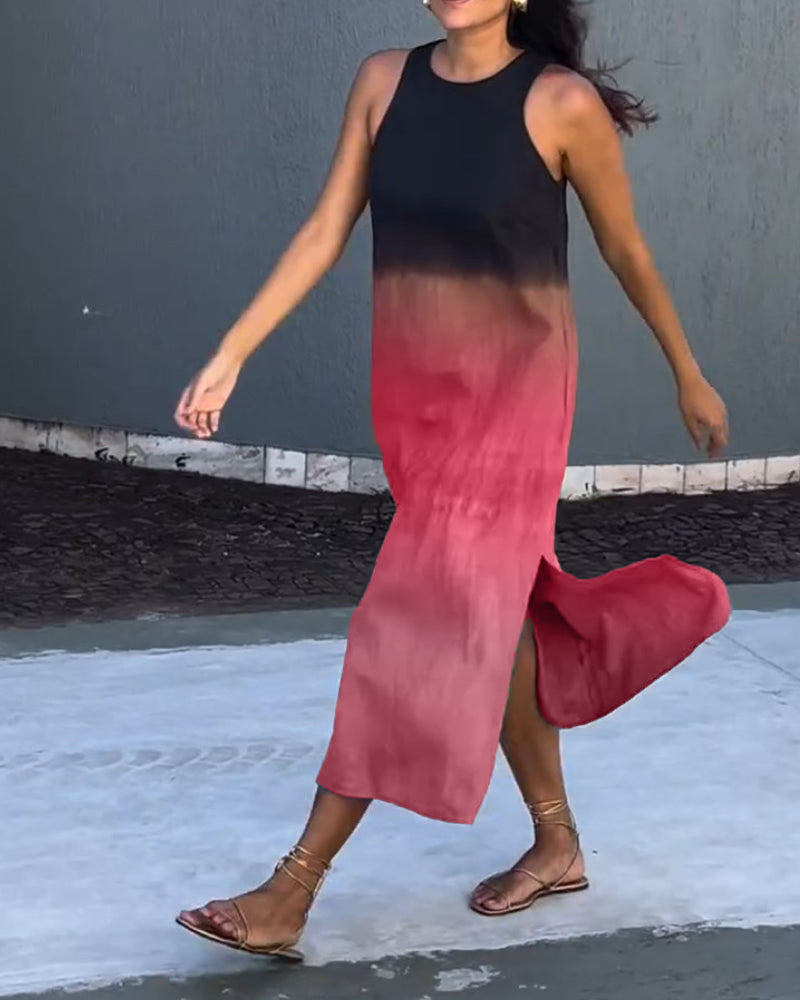 Mouwloze Midi-Jurk Met Kleurverloop | Navando
