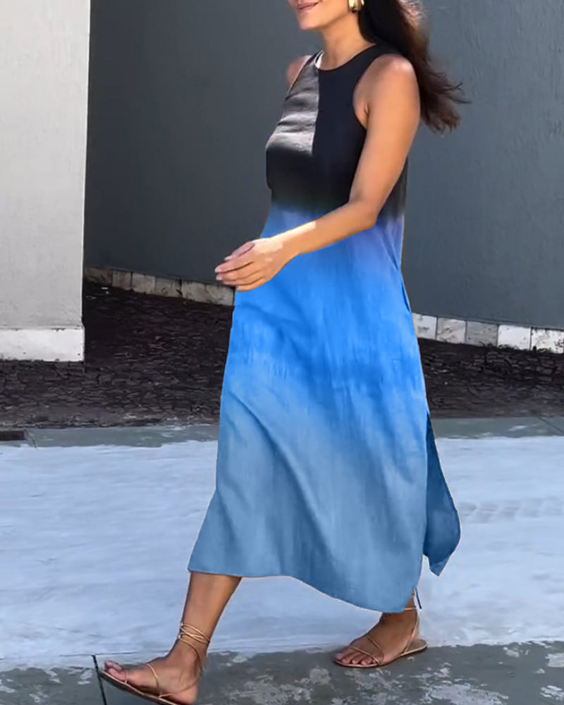 Mouwloze Midi-Jurk Met Kleurverloop | Navando