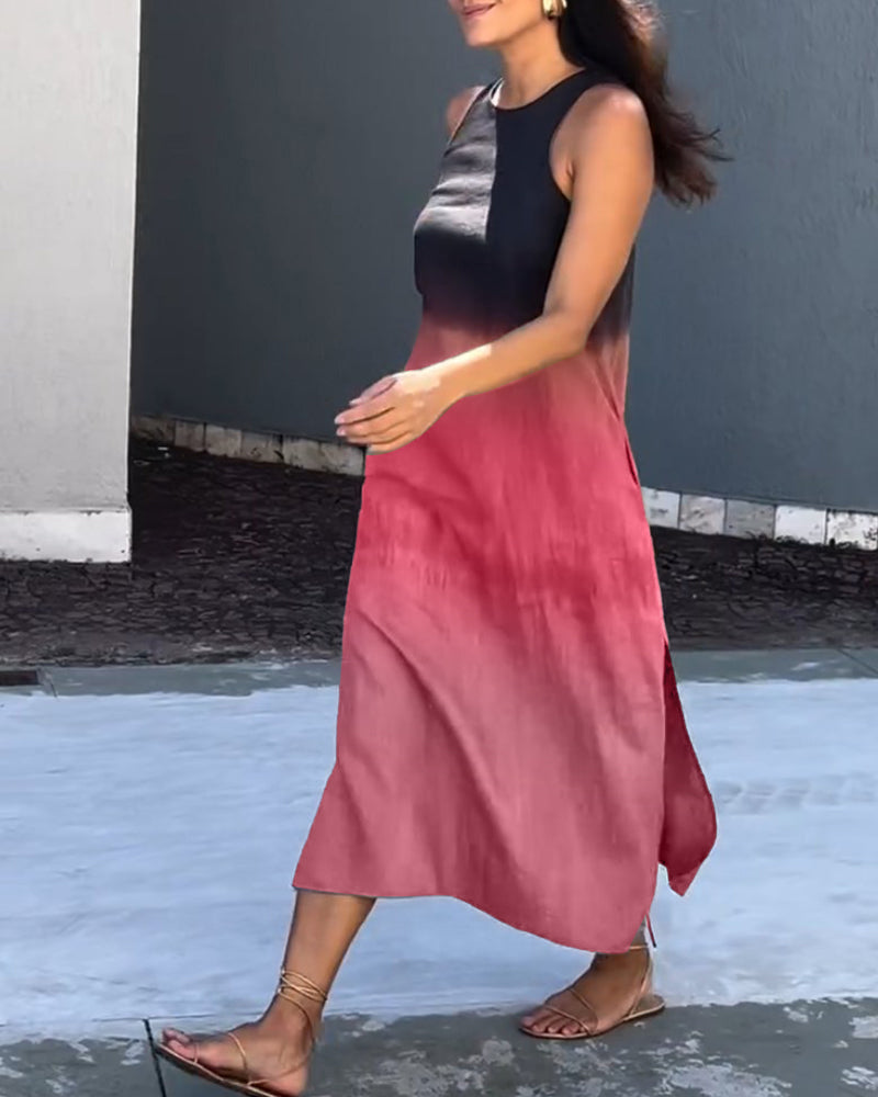 Mouwloze Midi-Jurk Met Kleurverloop | Navando