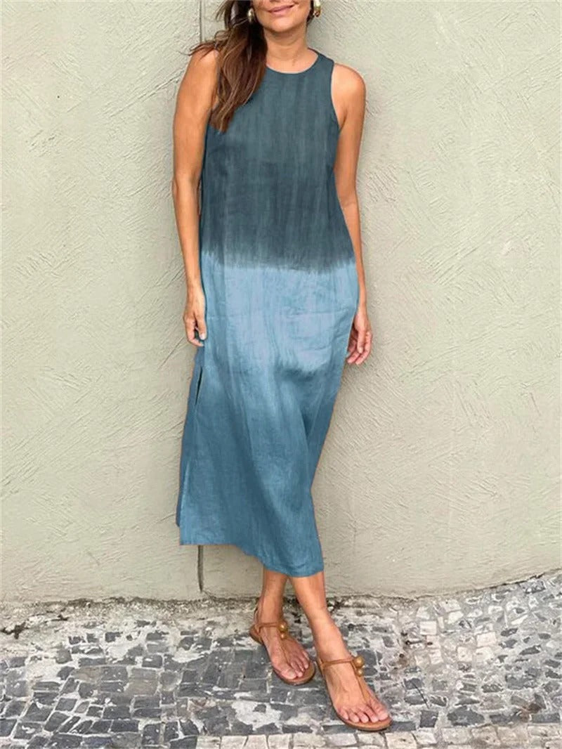 Mouwloze Midi-Jurk Met Kleurverloop | Navando