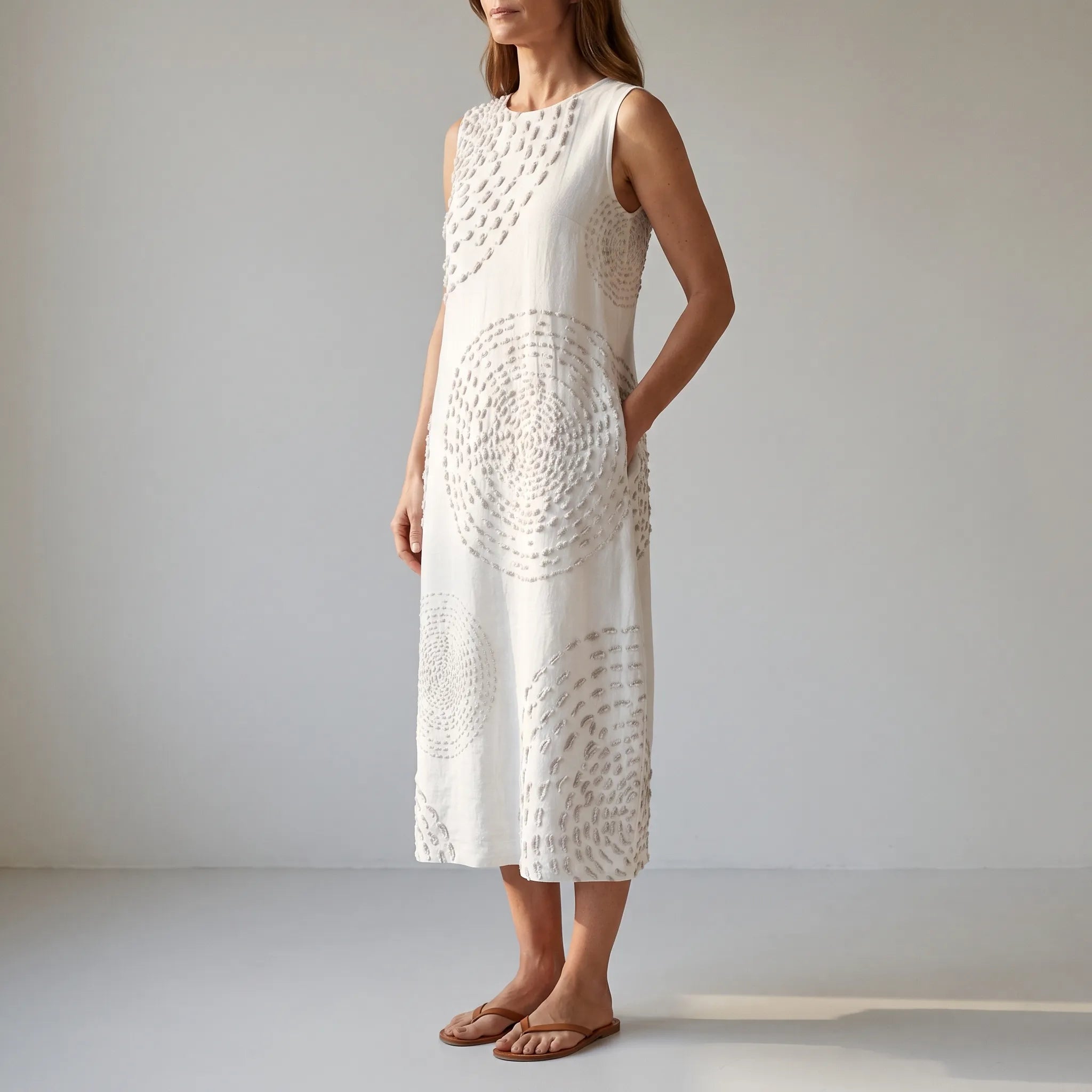 Mouwloze Midi-Jurk Met Structuur | Navando