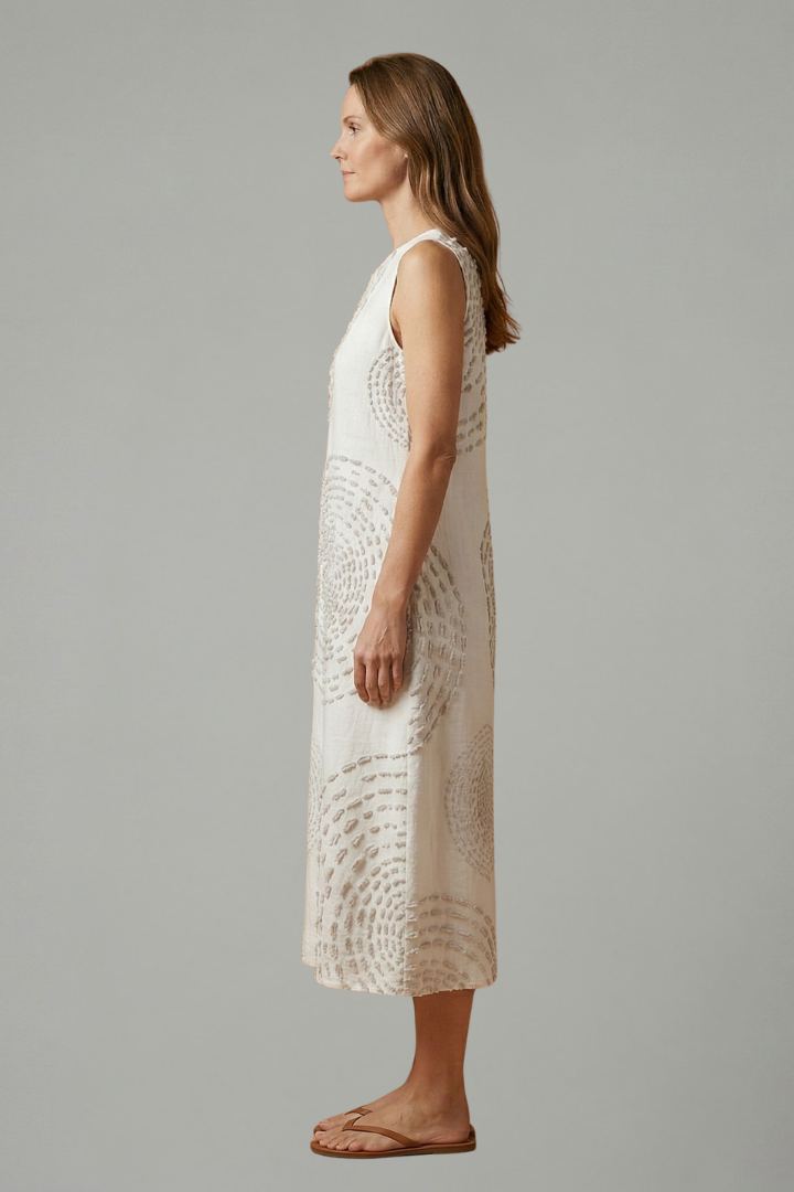 Mouwloze Midi-Jurk Met Structuur | Navando