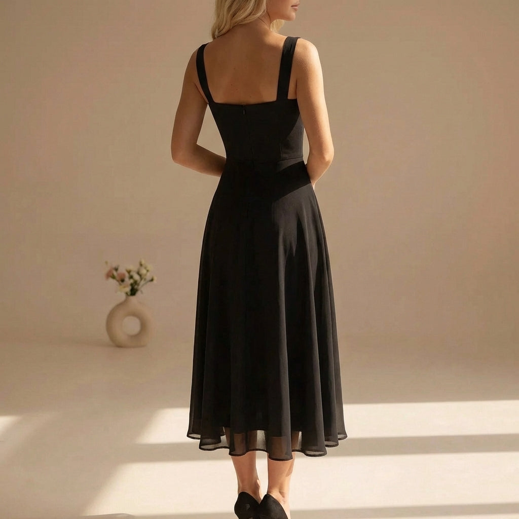 Mouwloze Midi-Jurk Met Vierkante Hals | Navando