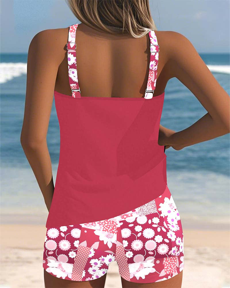 Mouwloze Tankini Met Bloemenprint En Shorts | Navando