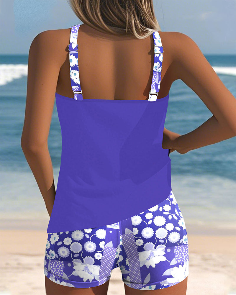 Mouwloze Tankini Met Bloemenprint En Shorts | Navando