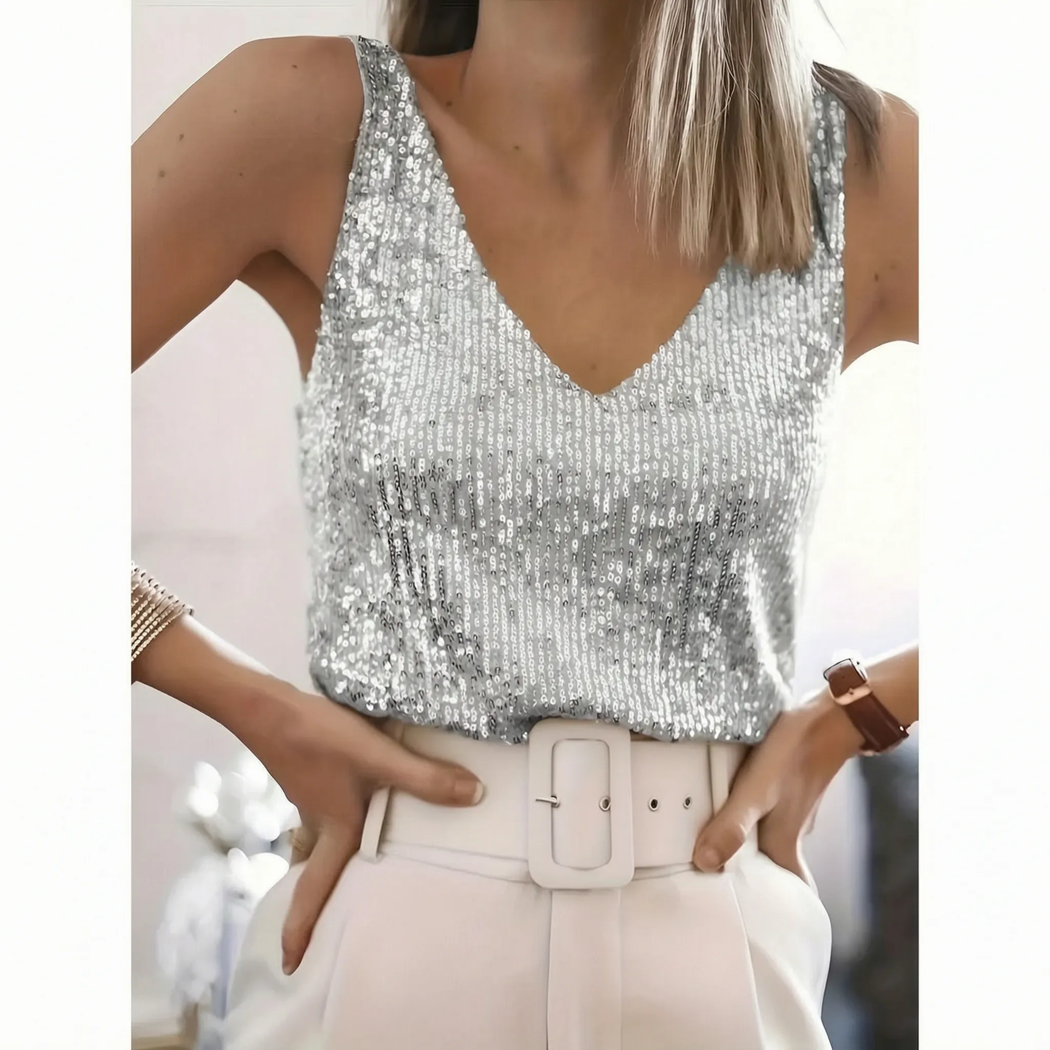 Mouwloze Top Met Pailletten | Navando